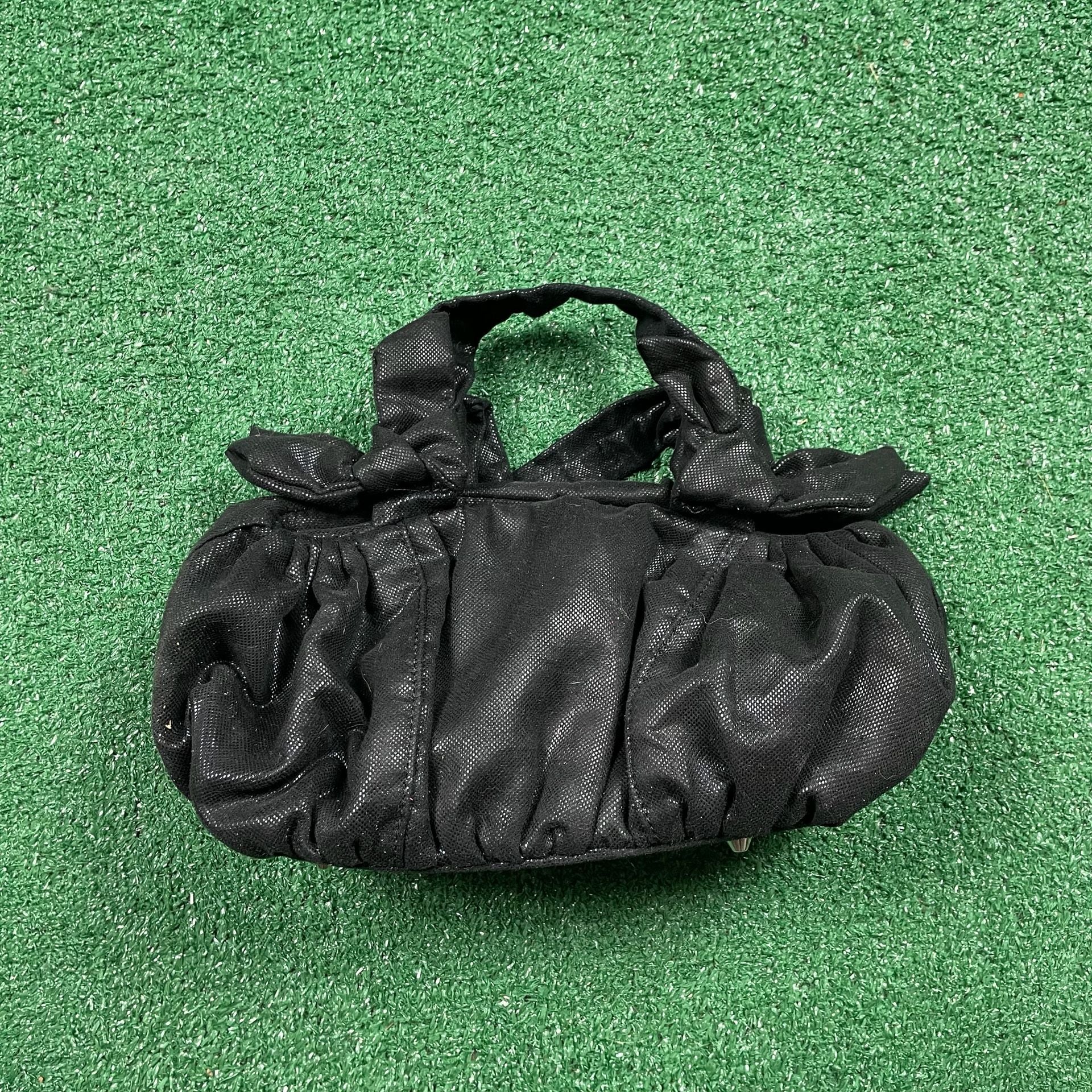 SR Squared by Sondra Roberts Black Shimmer Ruffle Handbag 2