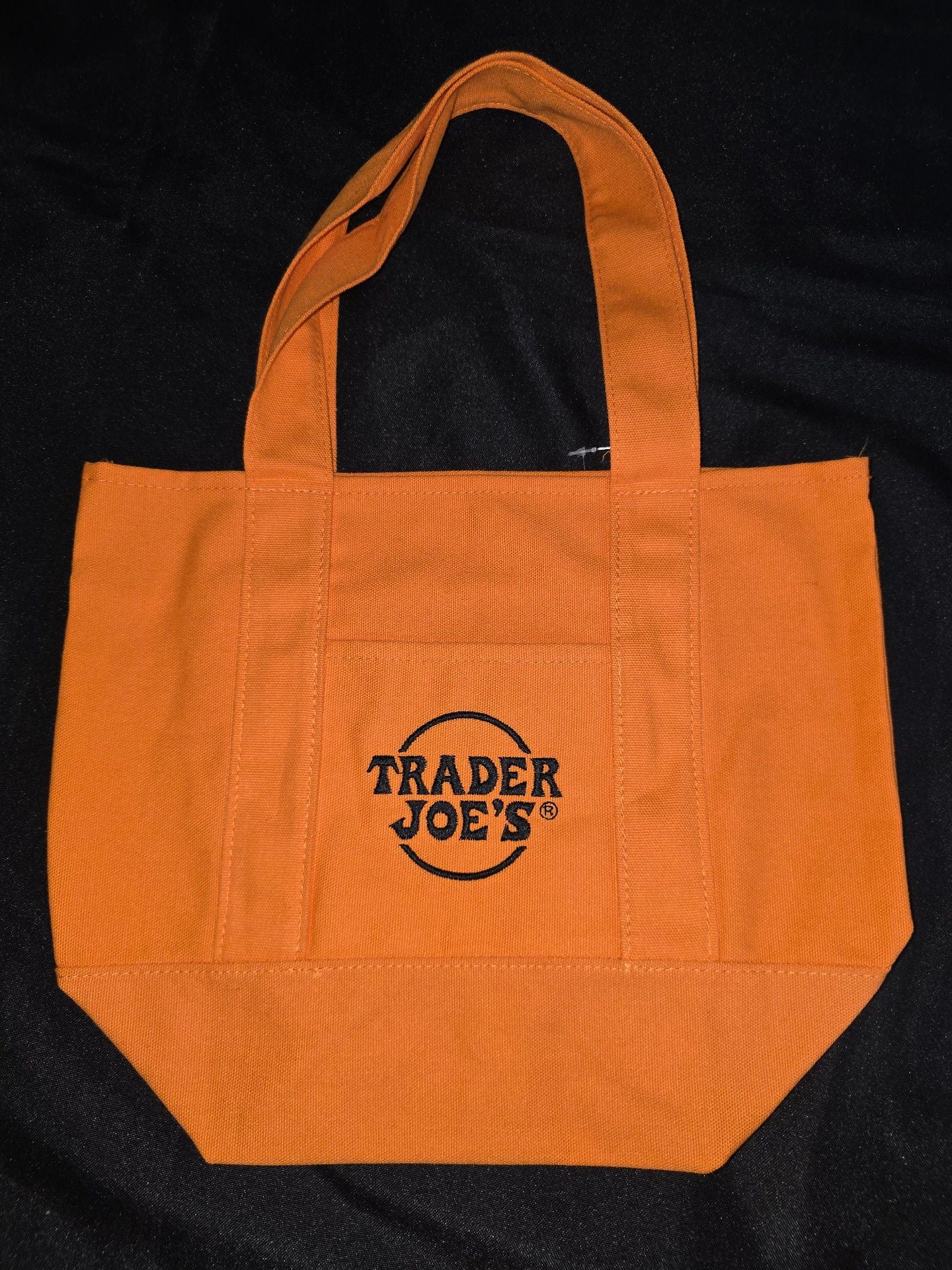 Trader Joe's Mini Canvas Tote Bag Orange Halloween Trick or Treat 2