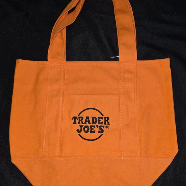 Trader Joe's Mini Canvas Tote Bag Orange Halloween Trick or Treat