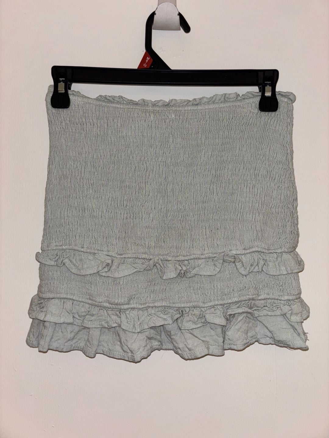 Altar'd State Ruffled Smocked Skirt Size S Light Blue 3