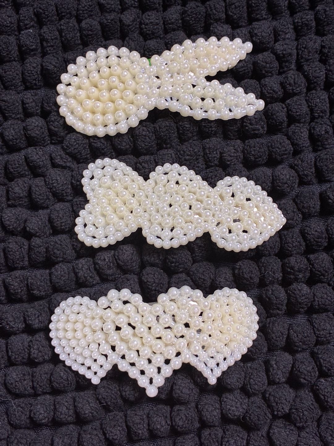 Unbranded Faux Pearl Beaded Hair Clip Set of 3 White 1