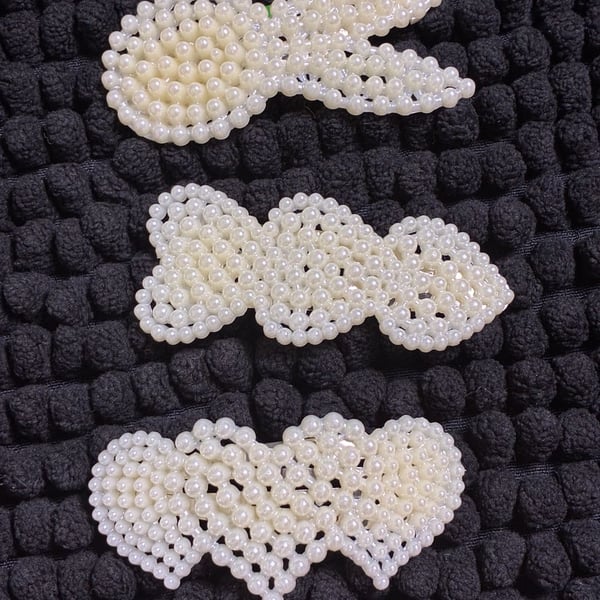 Unbranded Faux Pearl Beaded Hair Clip Set of 3 White