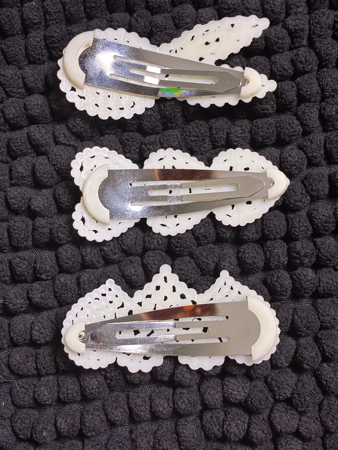 Unbranded Faux Pearl Beaded Hair Clip Set of 3 White 2