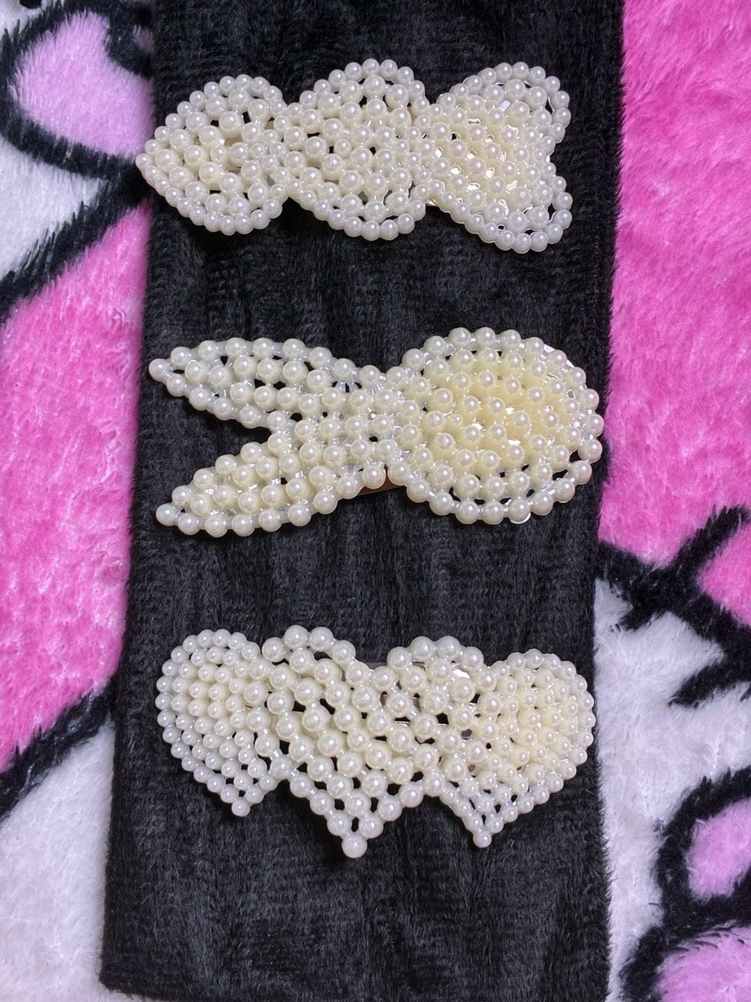 Unbranded Faux Pearl Beaded Hair Clip Set of 3 White 5