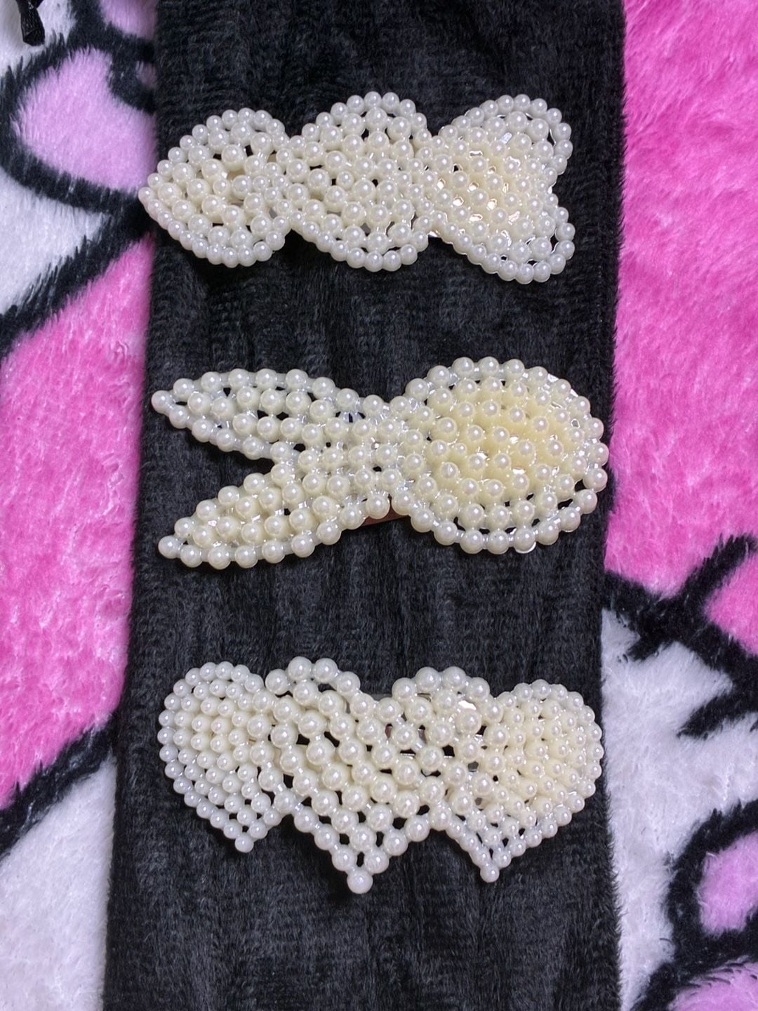 Unbranded Faux Pearl Beaded Hair Clip Set of 3 White 6