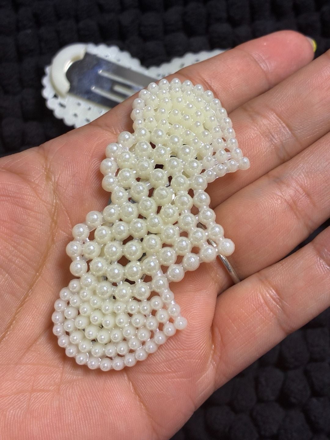 Unbranded Faux Pearl Beaded Hair Clip Set of 3 White 8