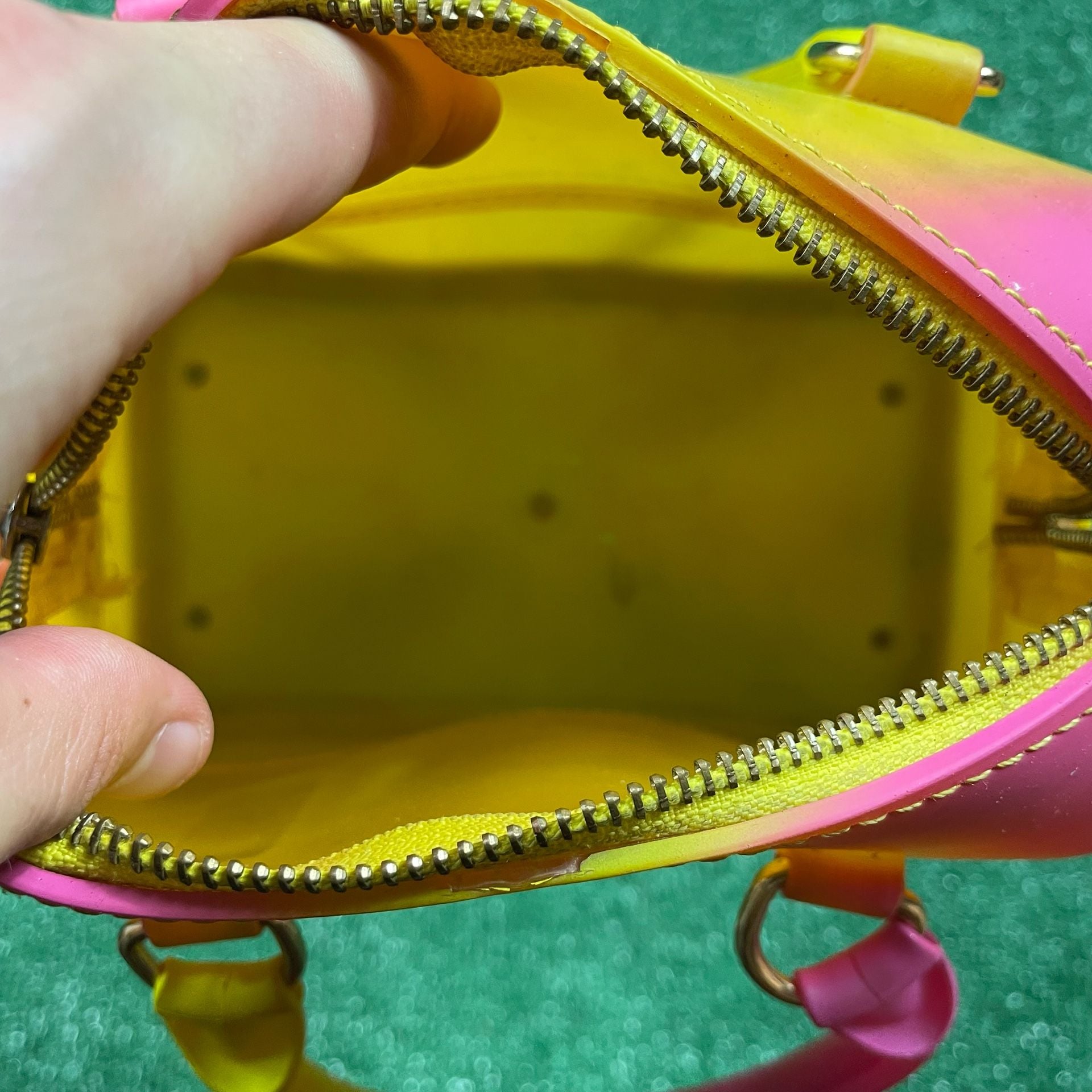 Unbranded Ombre Jelly Boston Handbag Yellow Pink 7