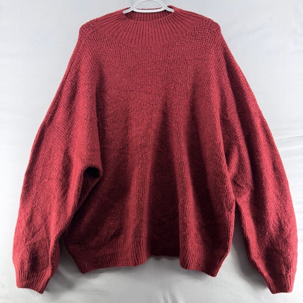1656 Justfab Sweater Size XXL Red Textured Mock Neck Pullover