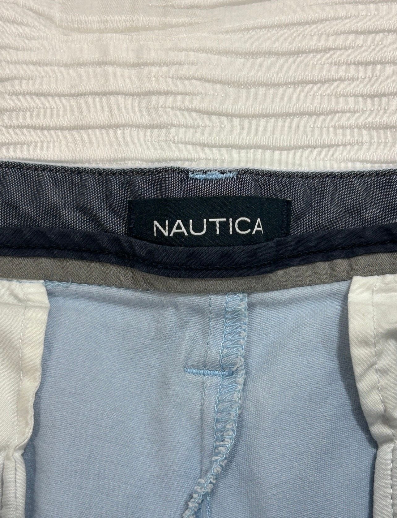 Nautica Chino Shorts Size 34W Light Blue Flat Front Classic Fit 6