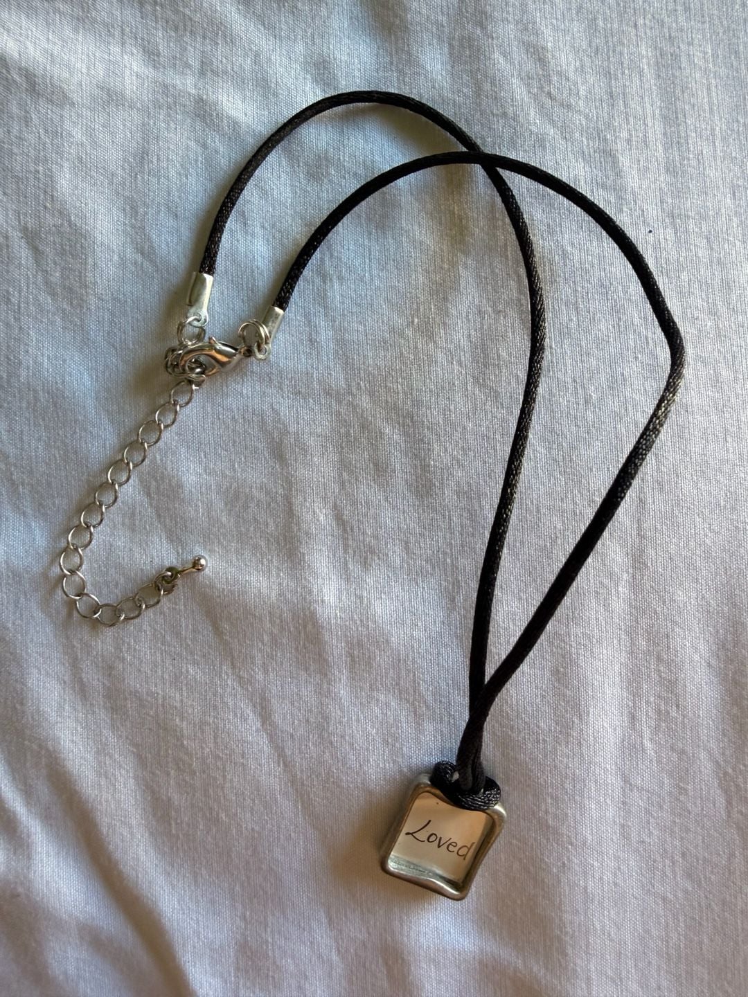 Artisan Loved Heart Pendant Necklace Black Cord Silver 2