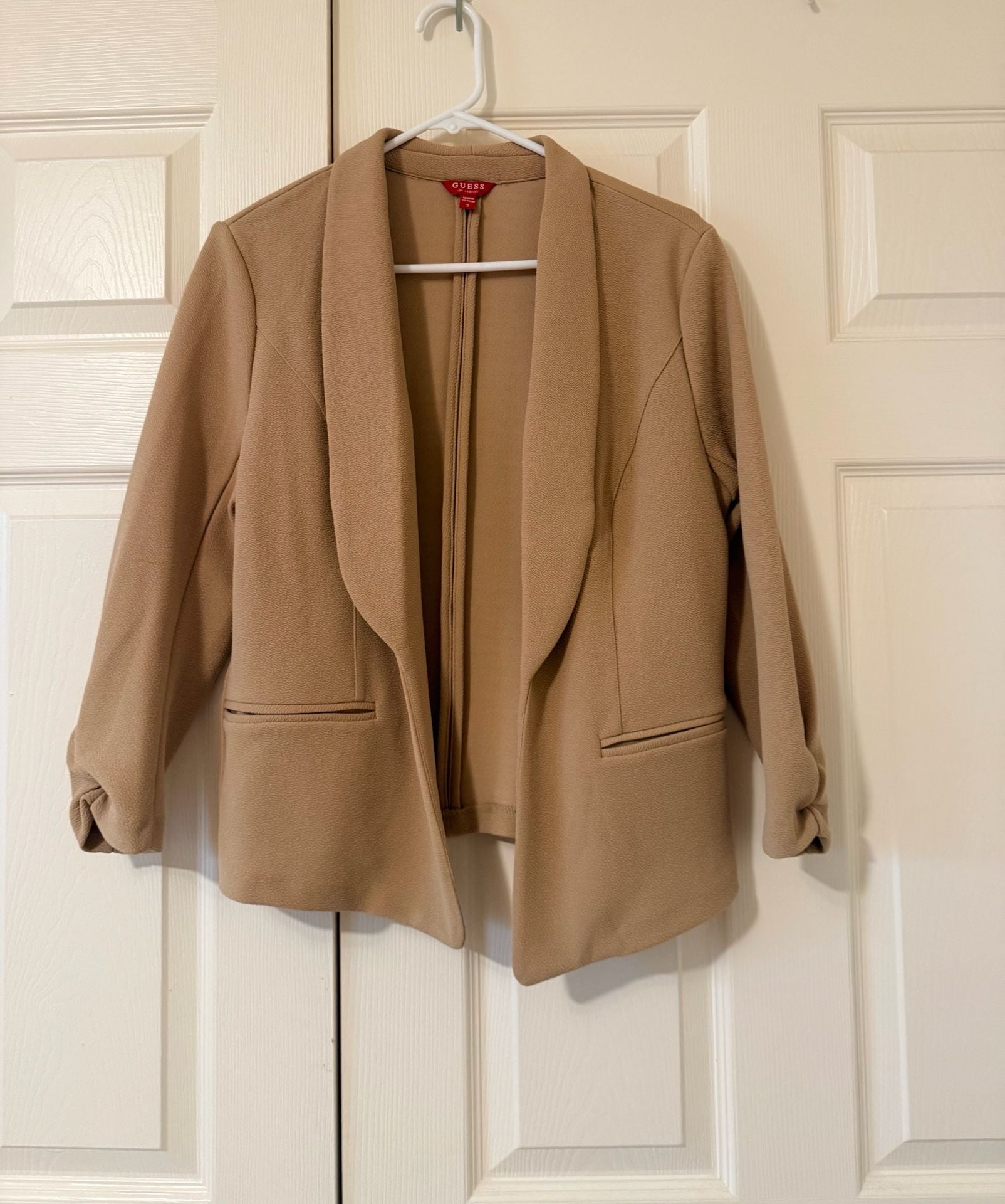 Guess Blazer Size S Tan Open Front 2