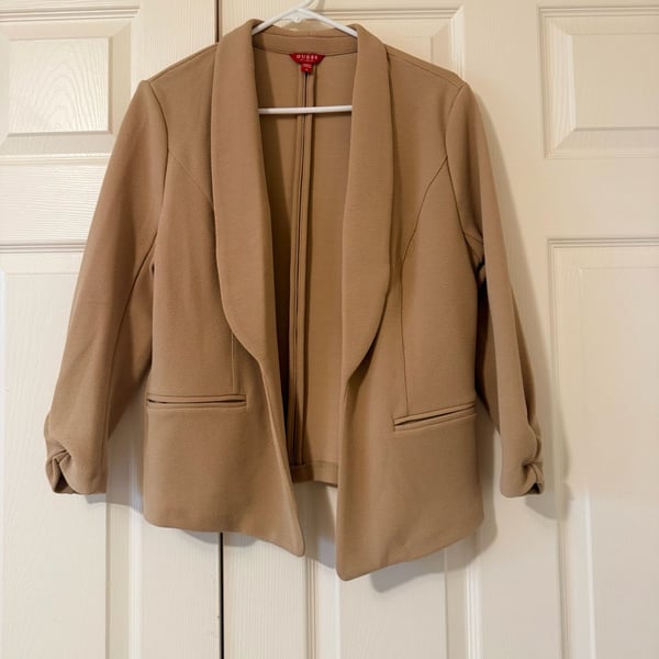 Guess Blazer Size S Tan Open Front