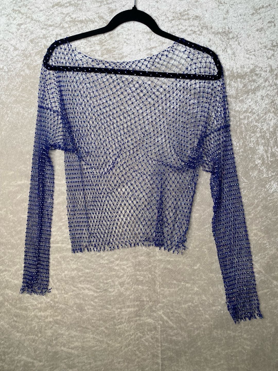 Blue Rhinestone Fishnet Top 2