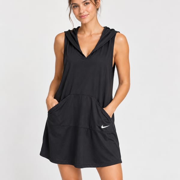 ๐ฅ Nike Black Sleeveless Hooded Dress | Size Large | Athleisure Mini Dress ๐ฅ