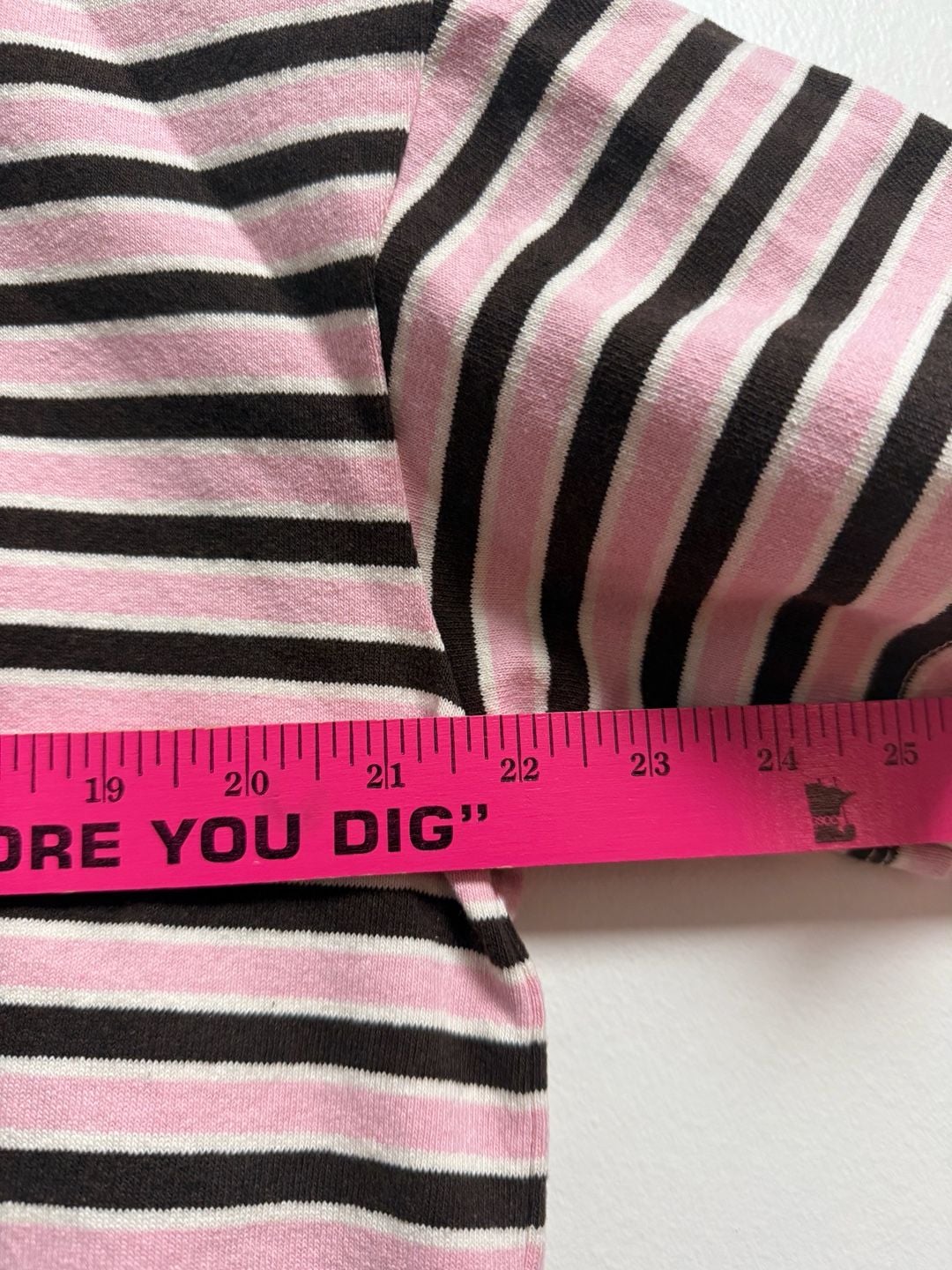 Cropped Striped T-Shirt One Size Pink Black Cotton 5