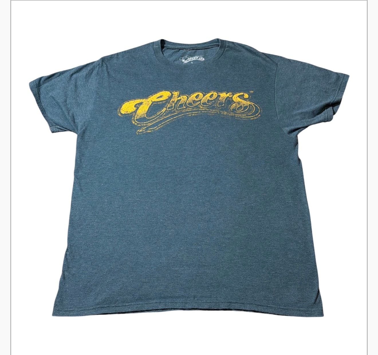 Cheers TV Show Logo T-Shirt Size L Charcoal Bluish Gray Graphic Tee 2