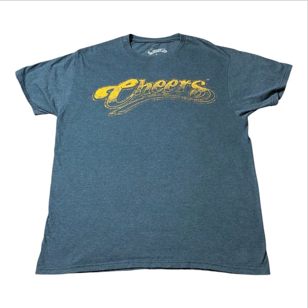 Cheers TV Show Logo T-Shirt Size L Charcoal Bluish Gray Graphic Tee