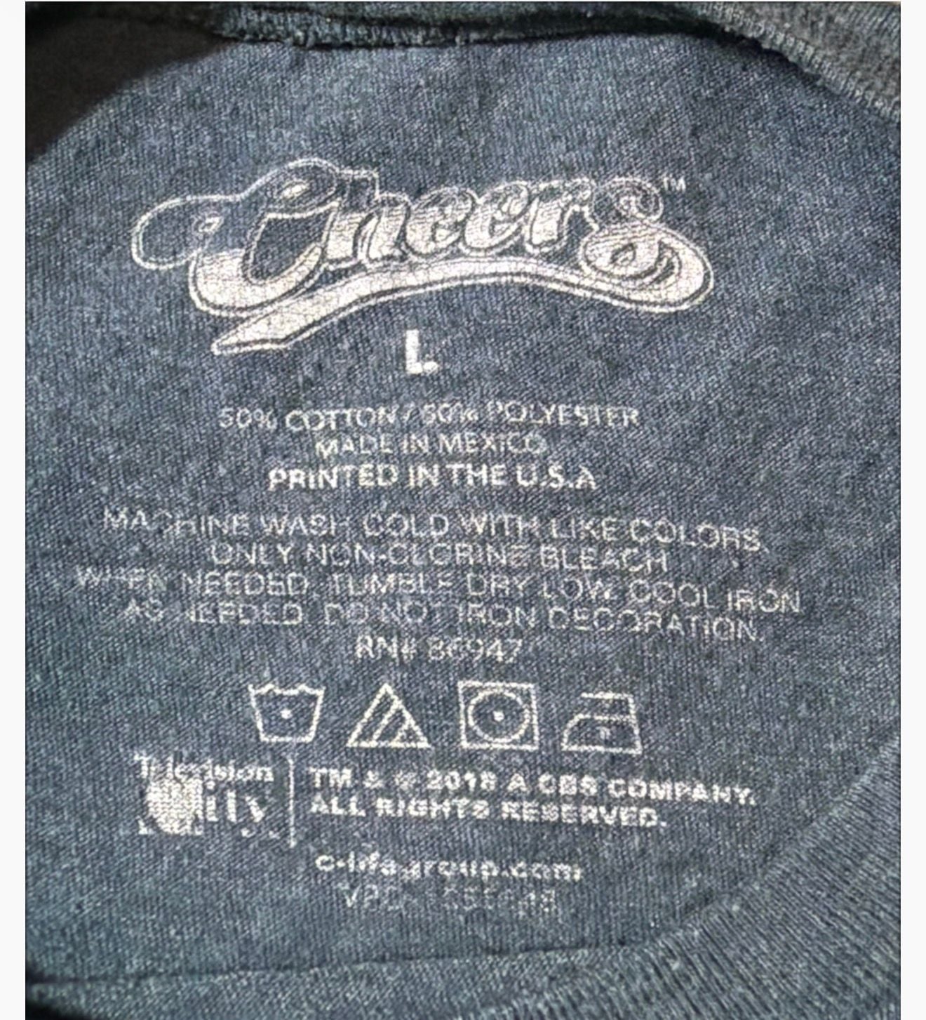 Cheers TV Show Logo T-Shirt Size L Charcoal Bluish Gray Graphic Tee 4