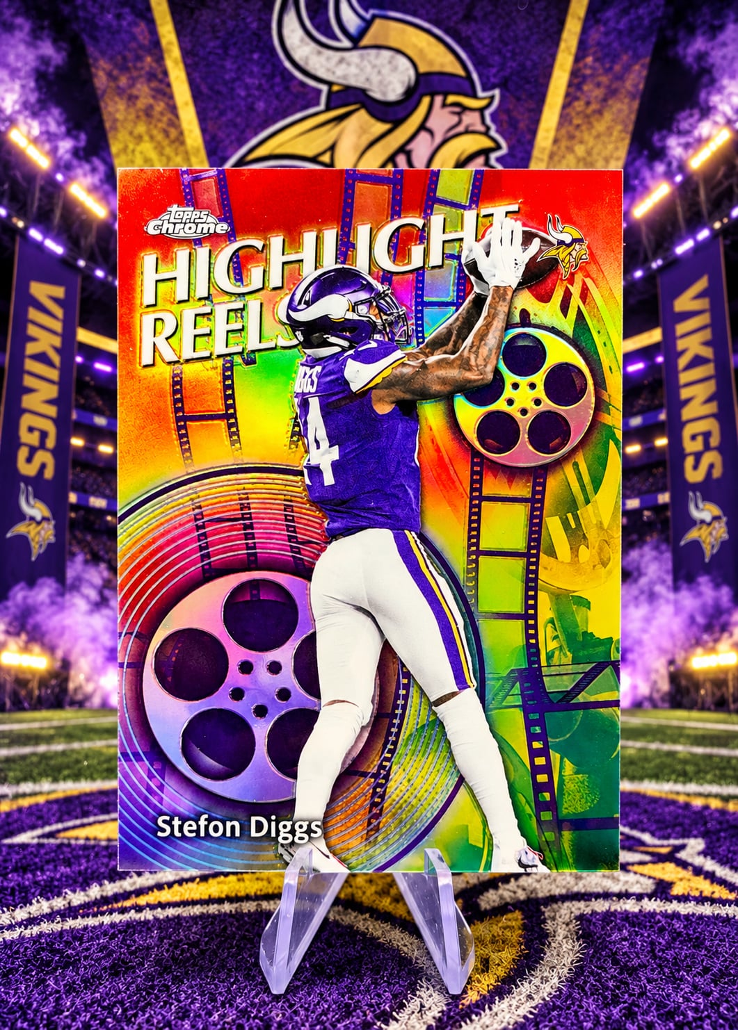 NEW RELEASE Topps Chrome Vikings Stefon Diggs Highlight Reels Trading Card RARE 1