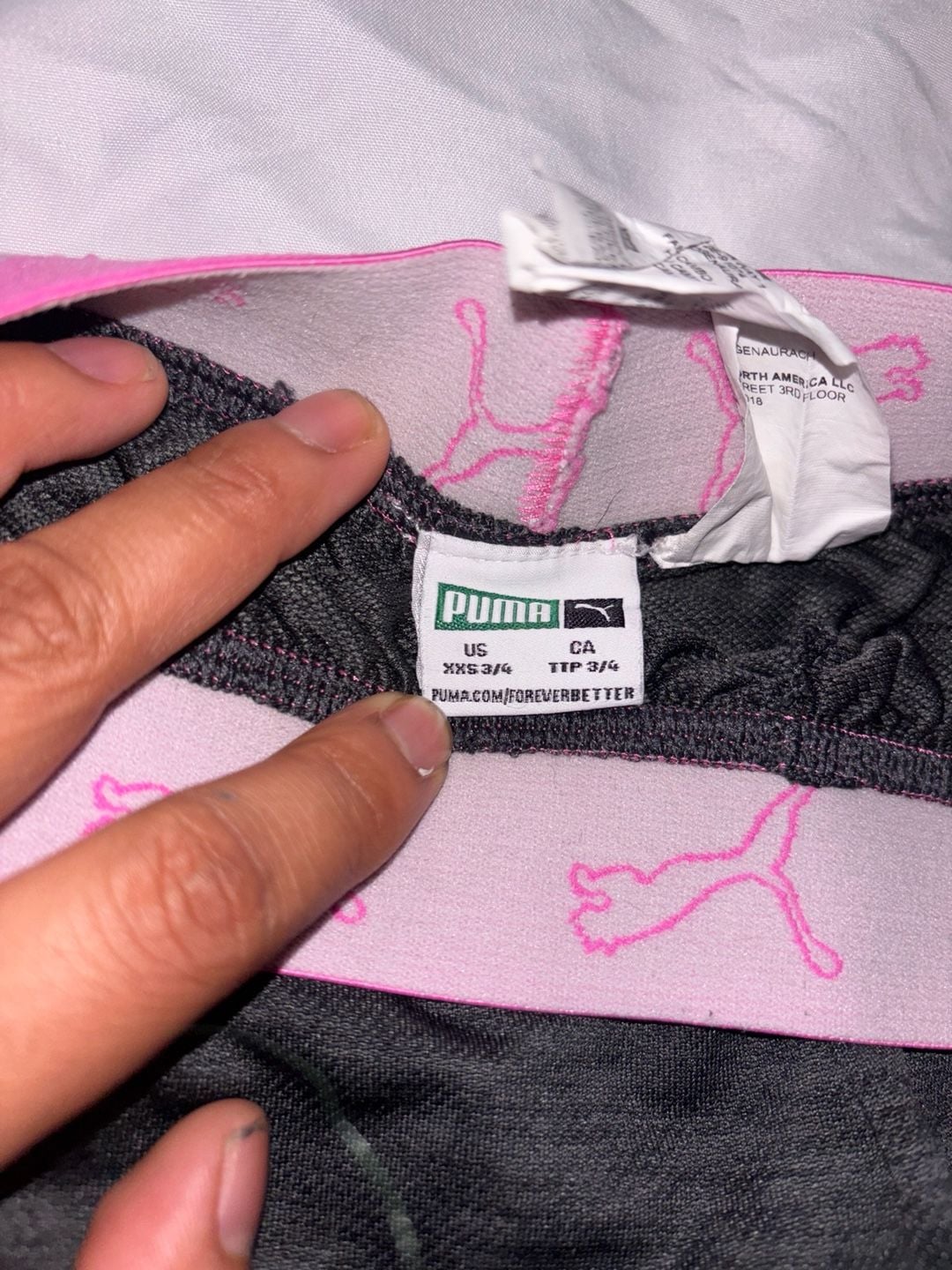 Puma Athletic Shorts Size XXS 3/4 Grey Pink Logo 3