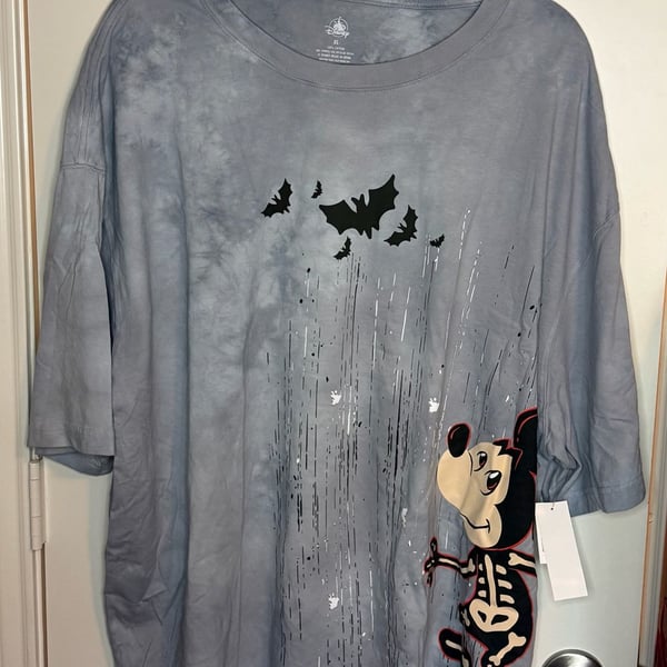 NWT Disney Parks Halloween Mickey Mouse Skeleton Tie Dye T‑Shirt XL