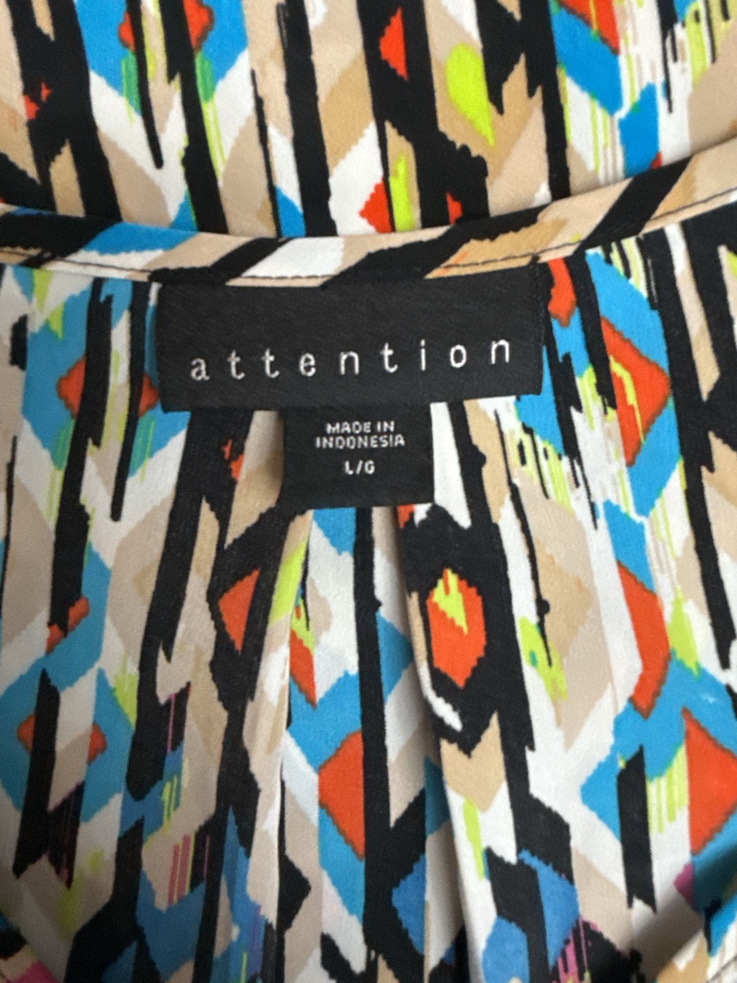 Attention Sleeveless Dress Size L Multicolor Geometric 5