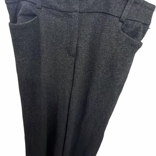 Talbots Modern Knit Wide Leg Pants Womens 8 Charcoal Gray Stretch Trouser