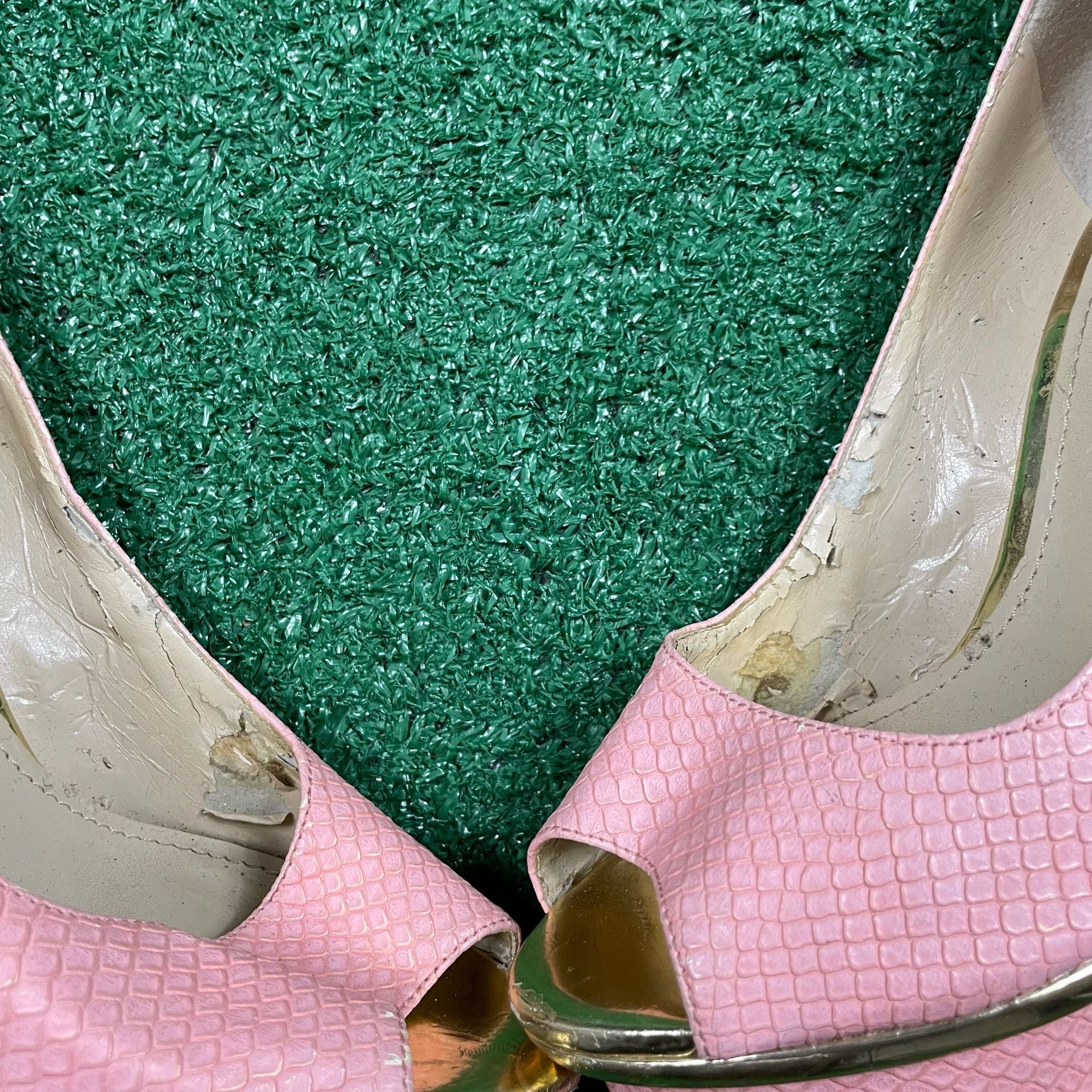 Enzo Angiolini Love U Too Pumps Size 4.5M Pink Faux Snake Platform 4