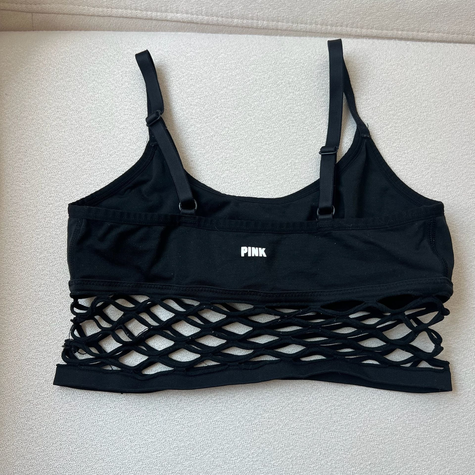 Victoria's Secret PINK Cool & Comfy Fiehnet Bra Size M Black Mesh Bralette 4