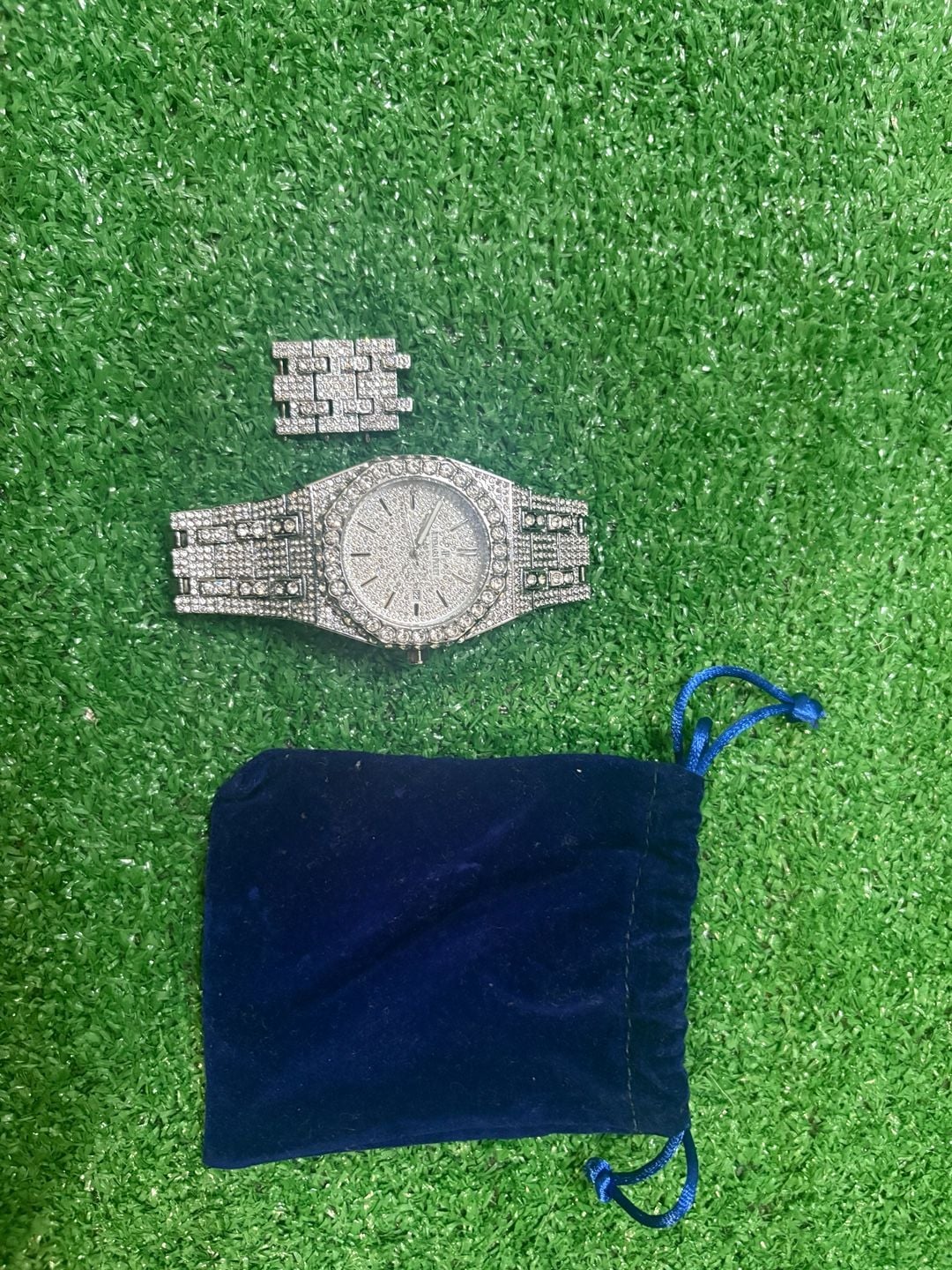 Audemars Piguet Iced Out Crystal Watch Silver Tone Stainless Steel 2