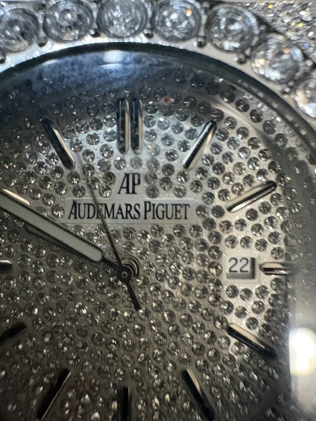 Audemars Piguet Iced Out Crystal Watch Silver Tone Stainless Steel 4
