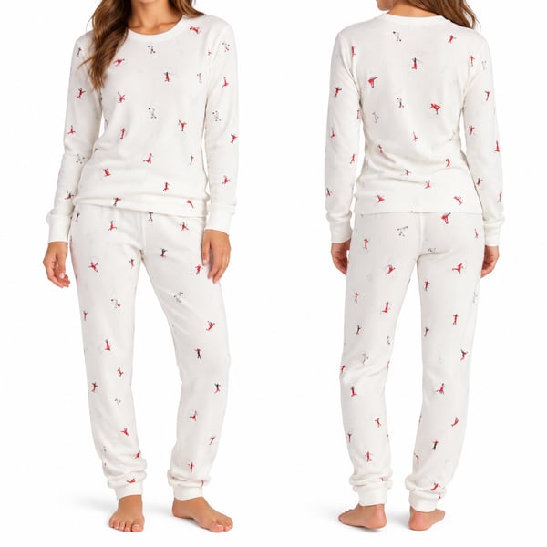 Victoria's Secret Thermal Ski Pajama Set Size L/G White