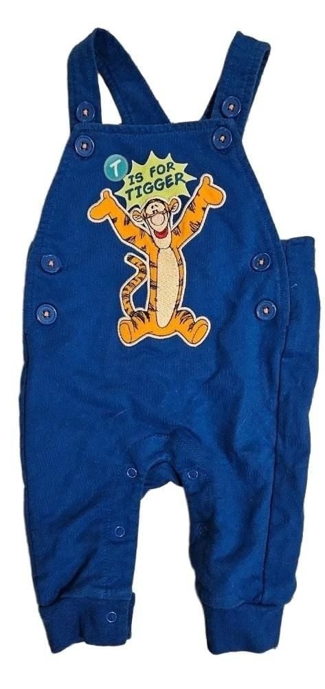 Disney Baby Blue Tigger Overalls Romper One Piece 0-3M Tigger Vintage Style 1