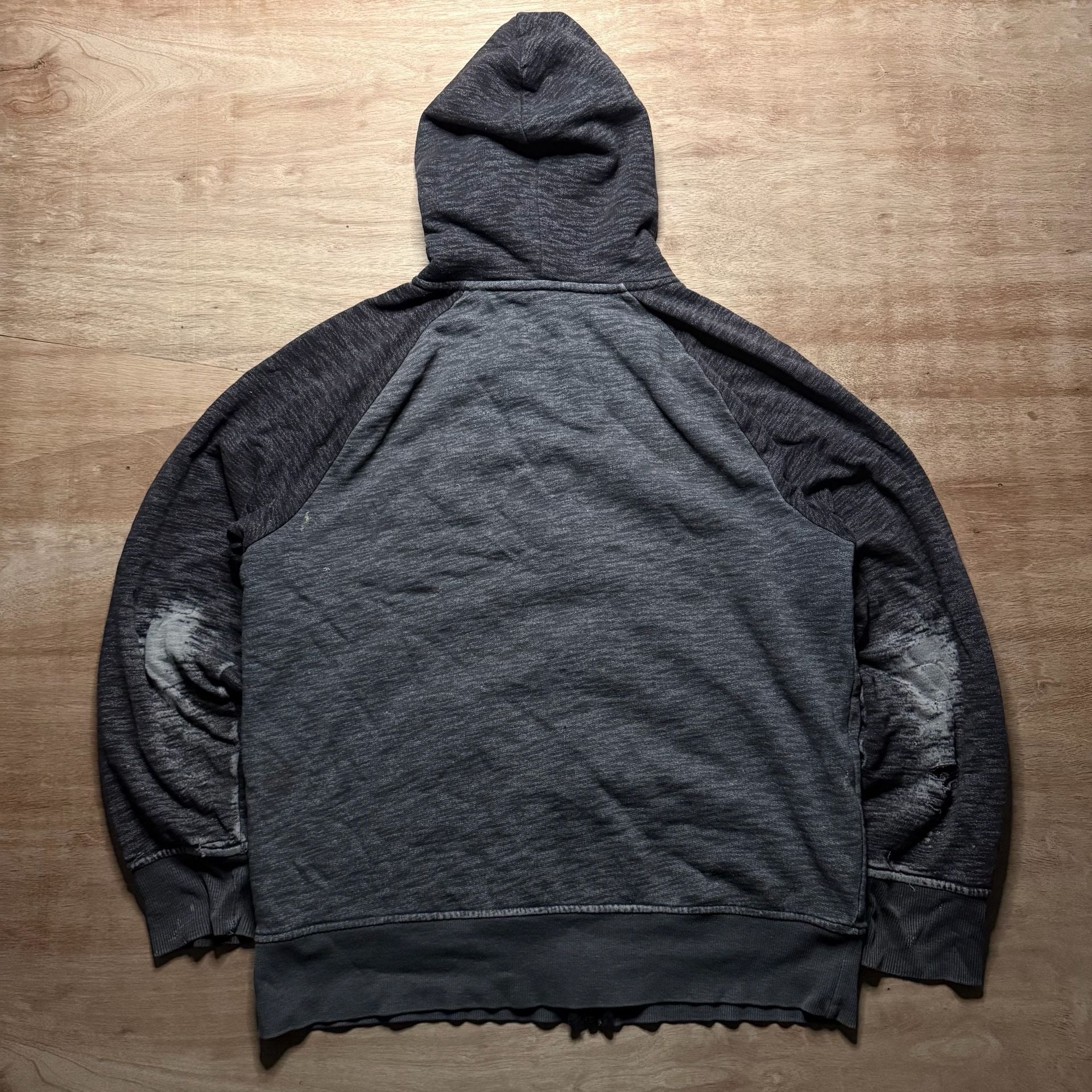 Faded Glory Men's M Trashed Distressed Sherpa Hoodie Grunge Faded Full Zip 6