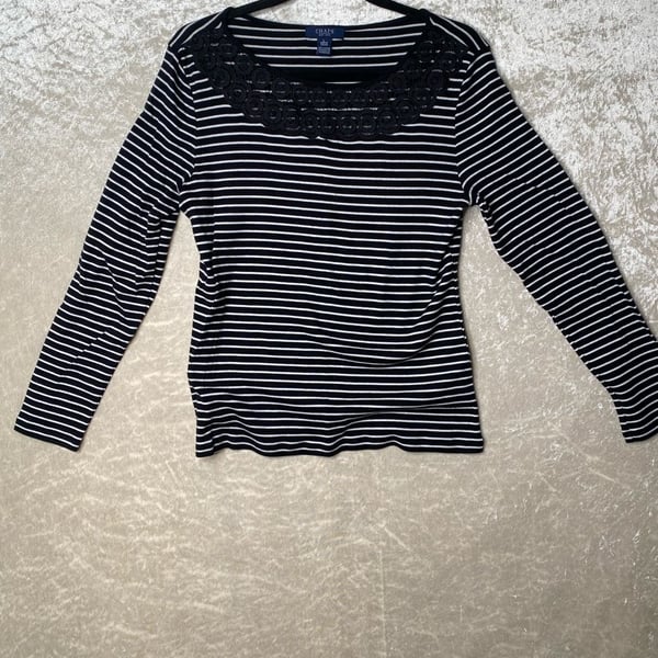Chaps Stripe Top Size L Black