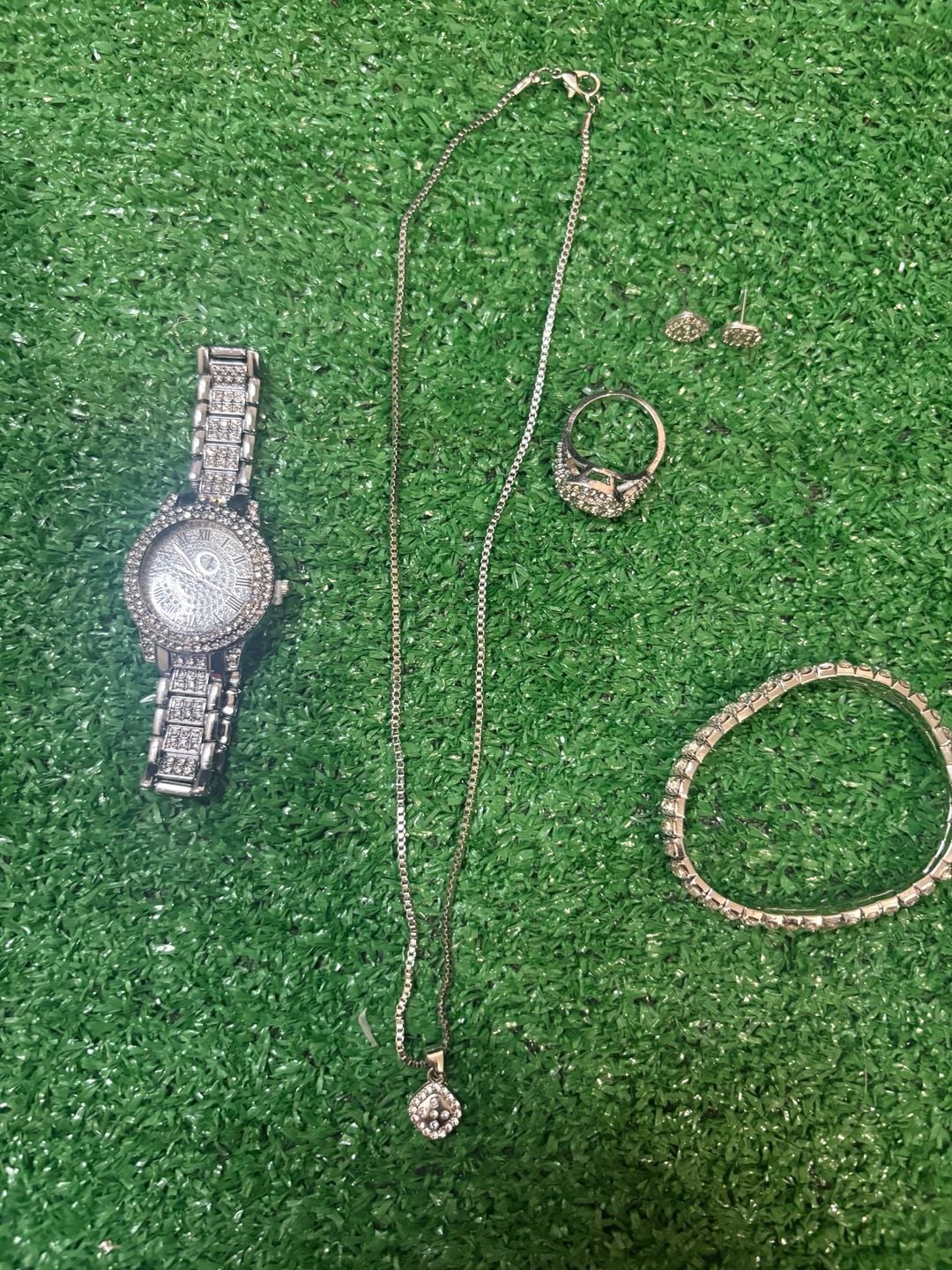 Fashion Jewelry Set Watch Necklace Ring Bracelet Earrings Rhinestone 1