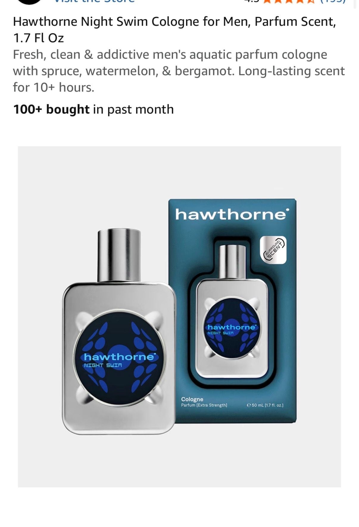 Hawthorne Night Swim Cologne for Men, Parfum Scent, 1.7 Fl Oz 1