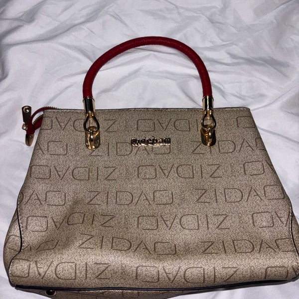 Zidao Monogram Print Top Handle Handbag Red Beige