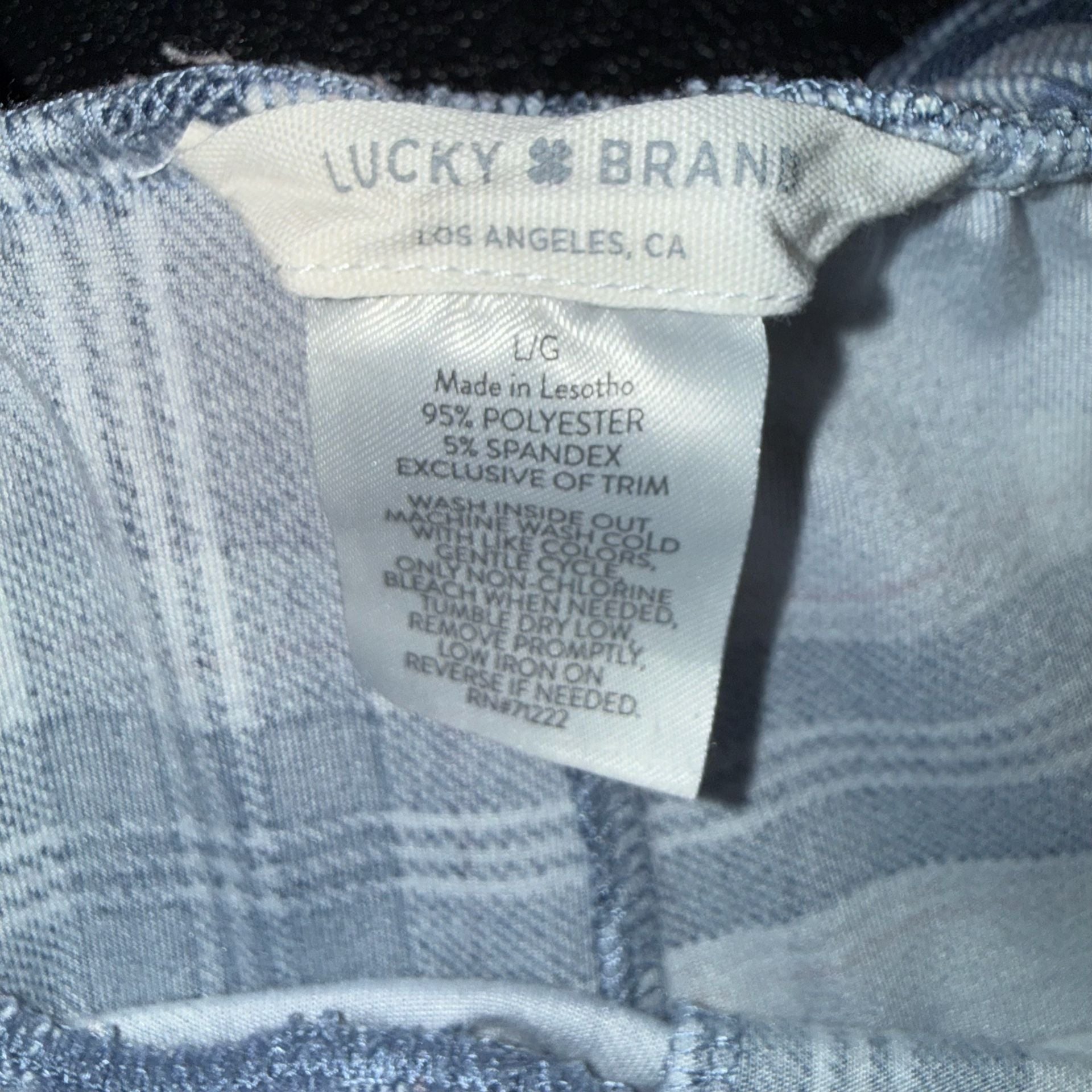 Lucky Brand Pajama Pants Size L Blue Plaid Lounge 2