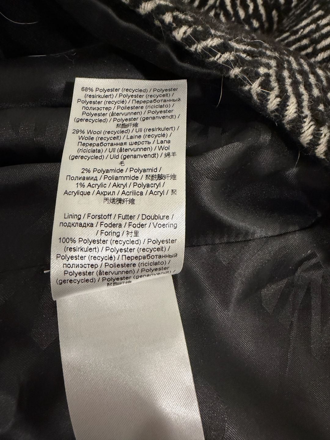 Ganni Herringbone Belted Coat Size 38 Black White Wool Blend 8