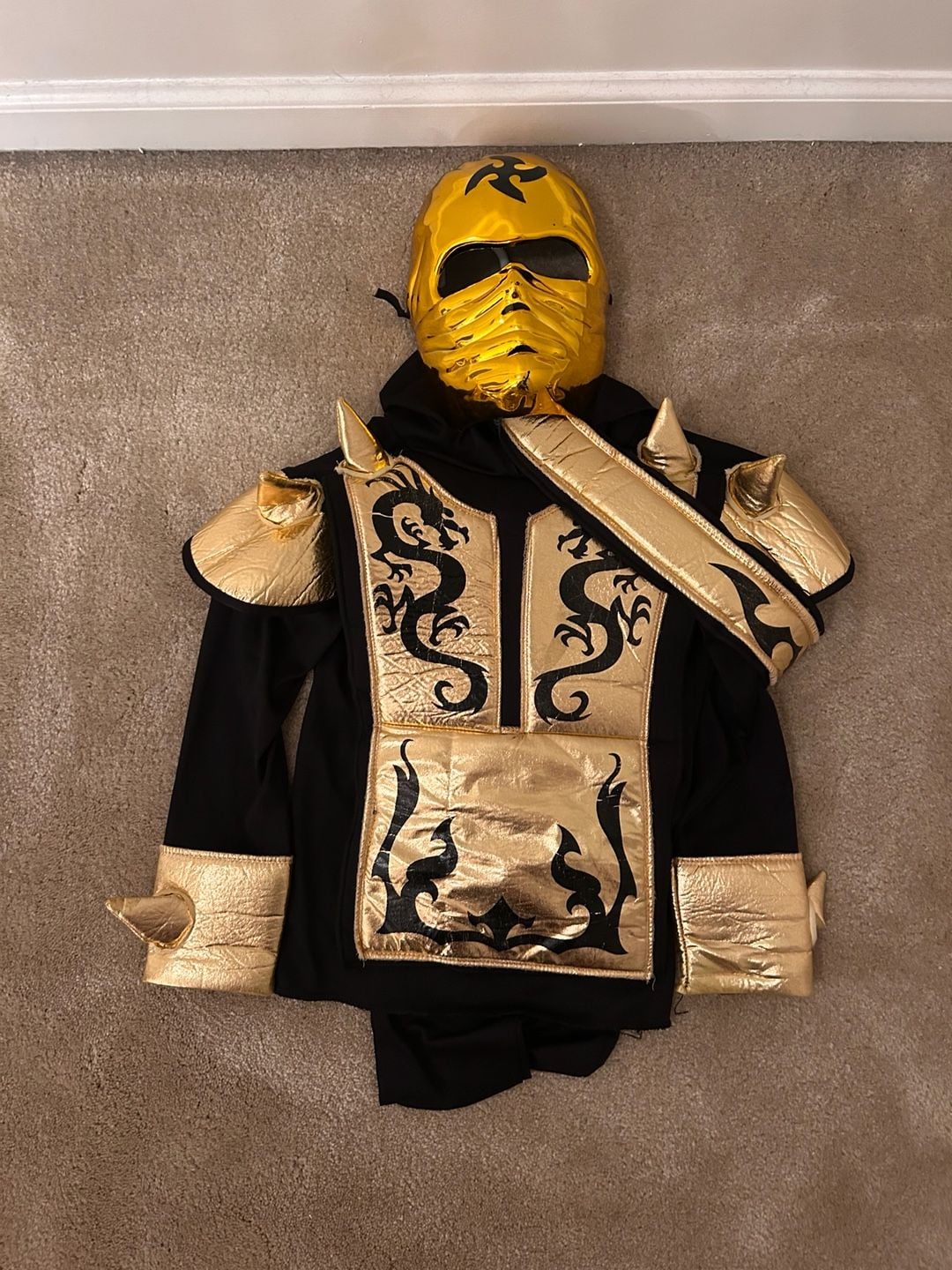 Gold Ninja Costume Black And Gold Kids Dragon 1