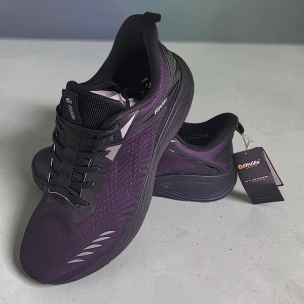 FitVille Running Sneakers Black Purple Athletic Shoes