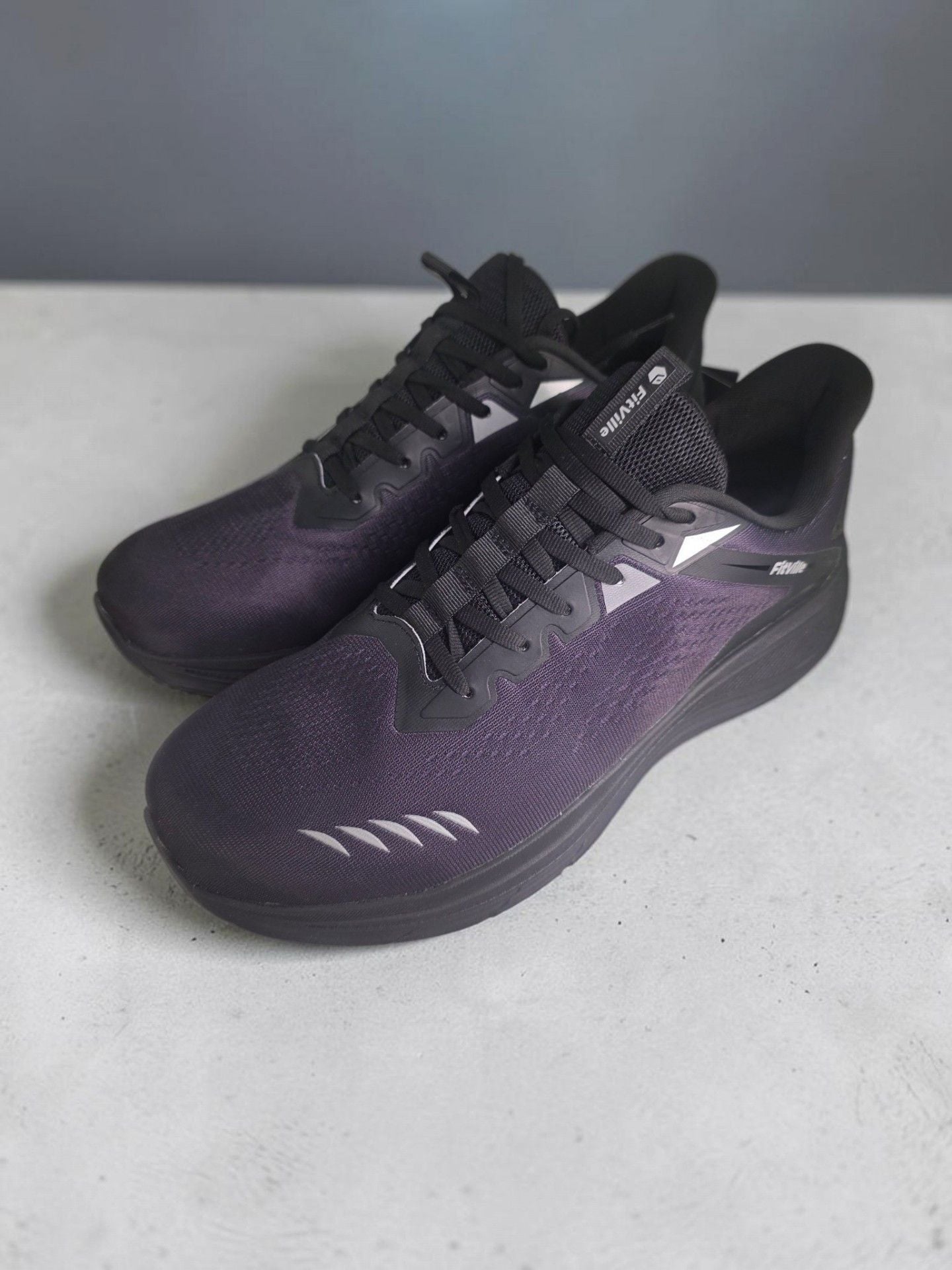 FitVille Running Sneakers Black Purple Athletic Shoes 7