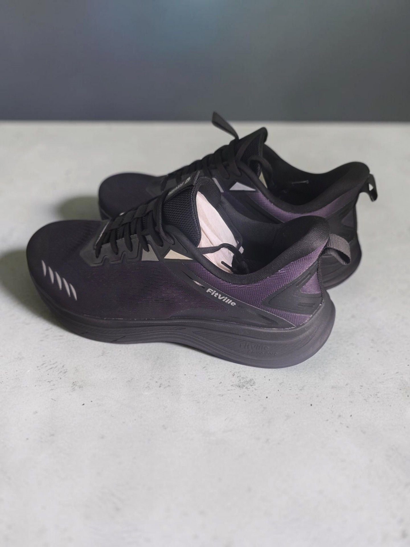 FitVille Running Sneakers Black Purple Athletic Shoes 8