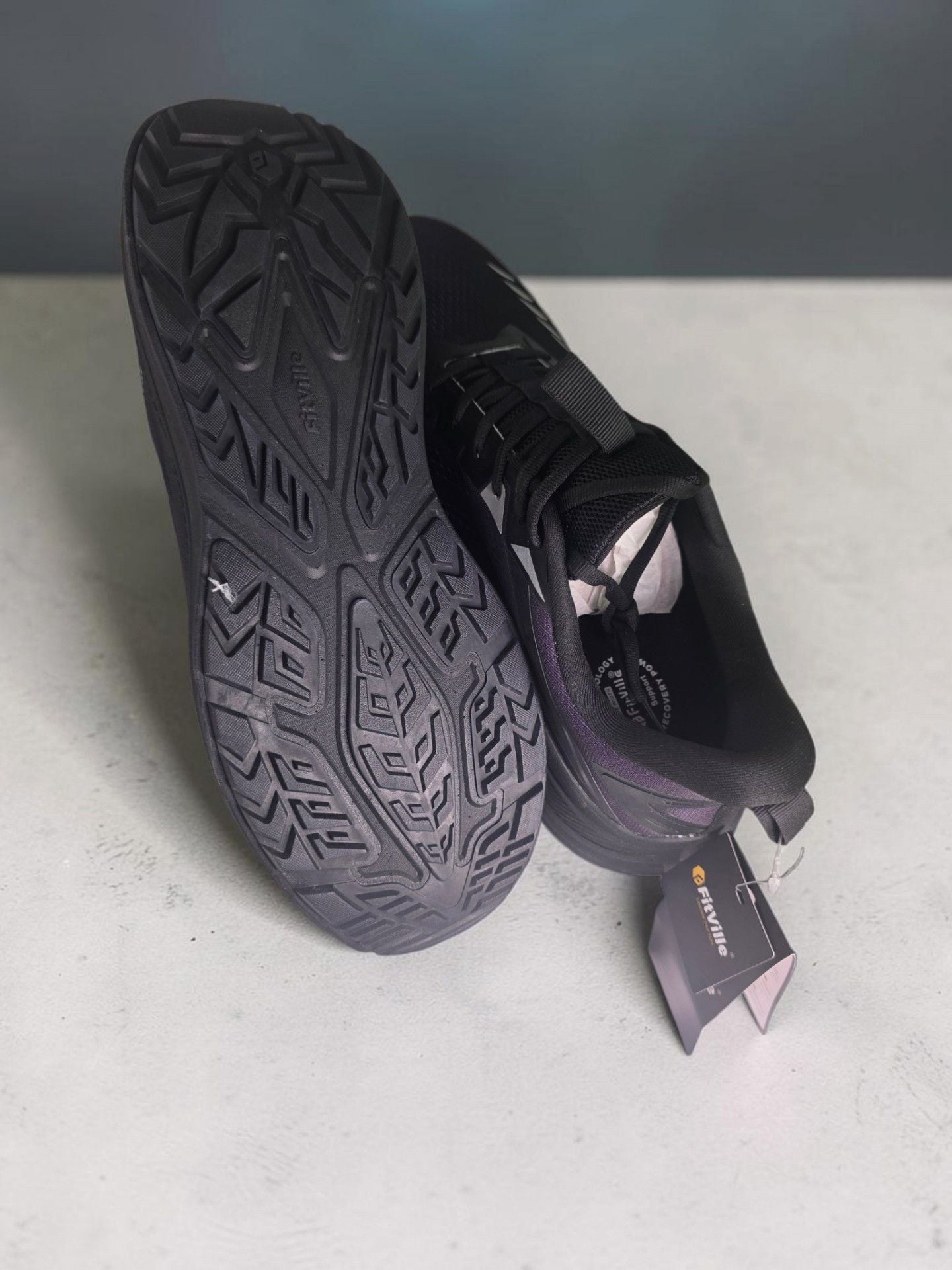 FitVille Running Sneakers Black Purple Athletic Shoes 12