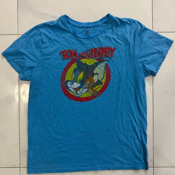 Tom And Jerry Graphic T-Shirt XL Blue
