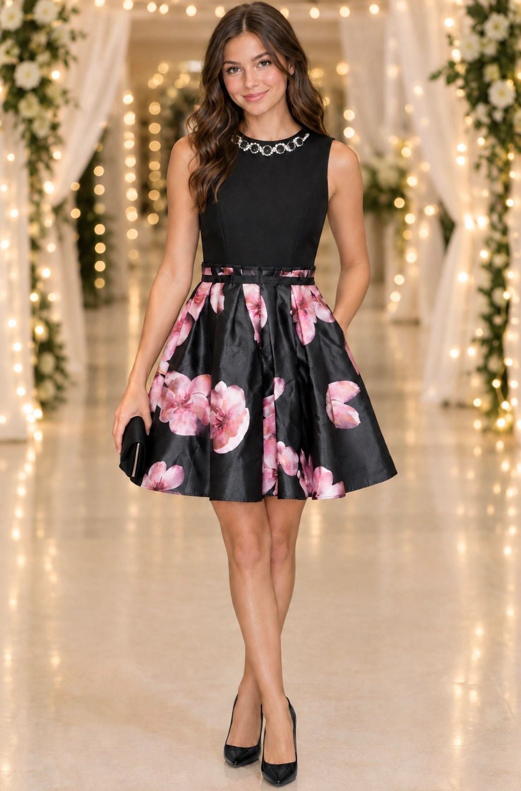 Leaf Fly x Stylewe Floral Fit & Flare Mini Dress Small 2