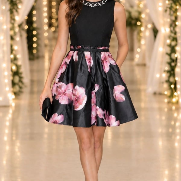Leaf Fly x Stylewe Floral Fit & Flare Mini Dress Small
