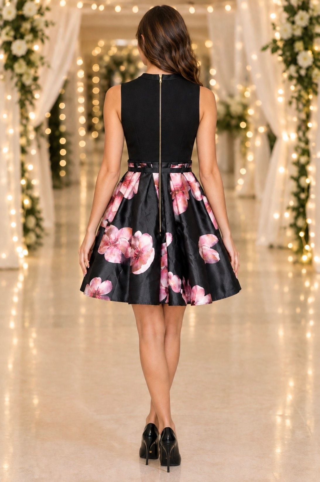 Leaf Fly x Stylewe Floral Fit & Flare Mini Dress Small 3