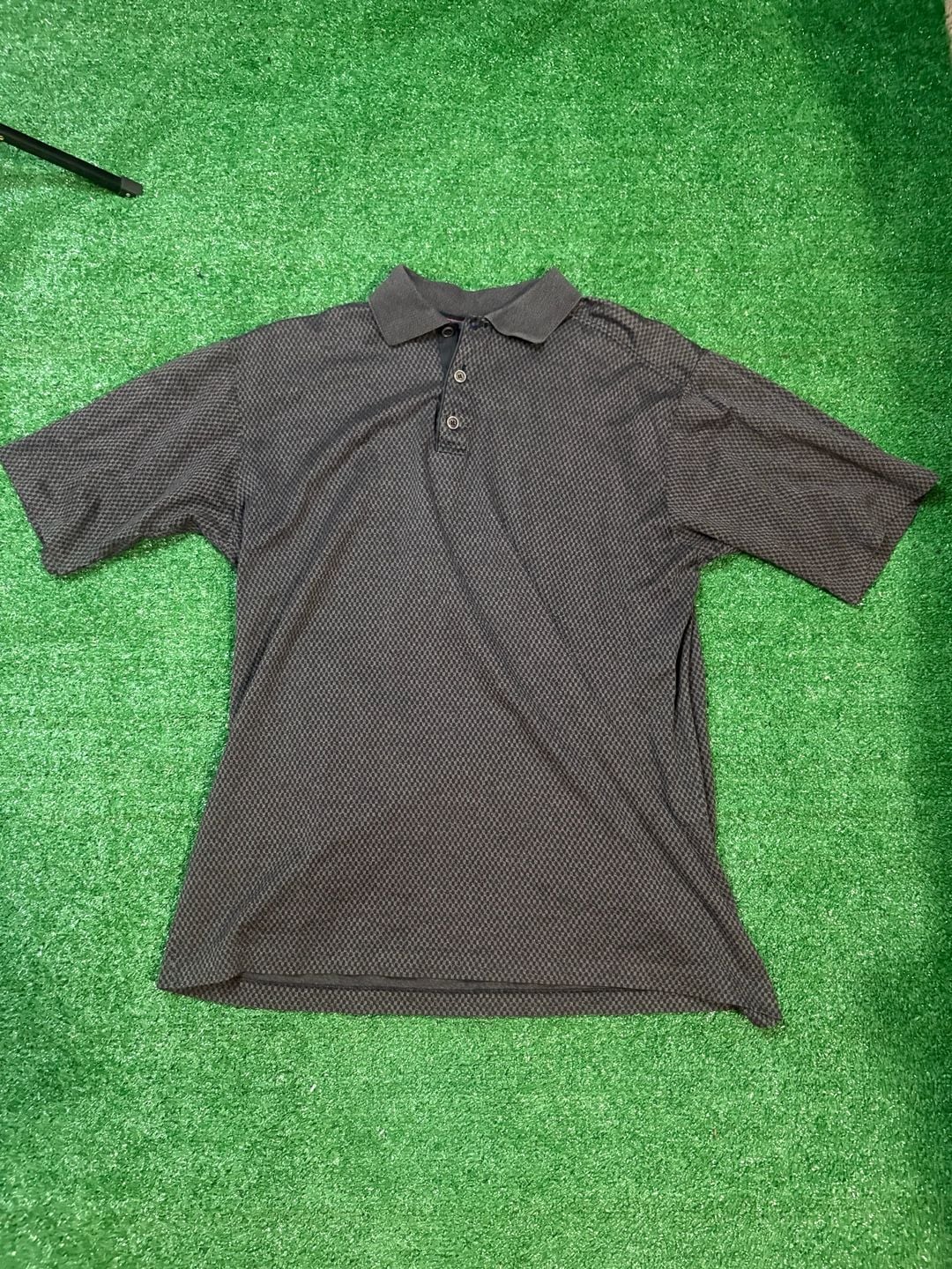 Callaway Golf Polo Shirt Size L Black Patterned Cotton Made in Italy 2